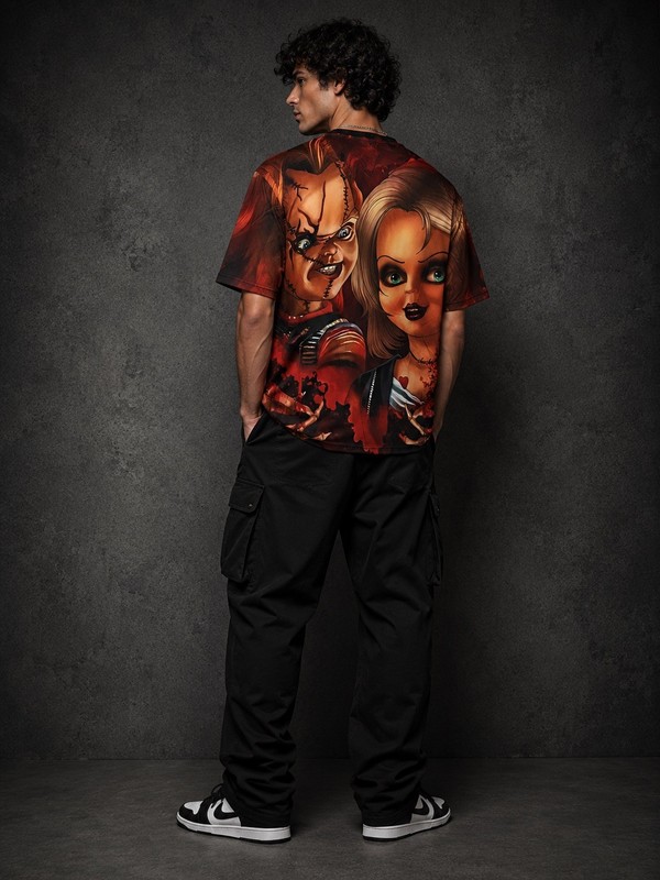 Chucky & Tiffany (Child’s Play) Horror 3D Printed Double Sided T Shirt Size M