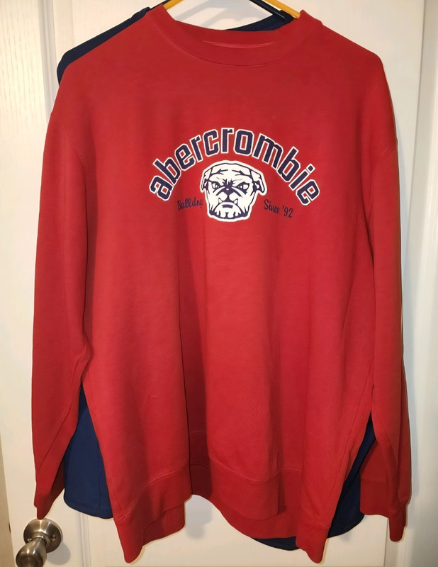 Vintage Y2K Abercrombie Fitch Bulldog Crewneck Sweatshirt Red XL Embroidered