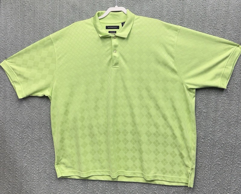 Big Men’s 2x Hathaway Coolmax Green Diamond Pattern Polo.
