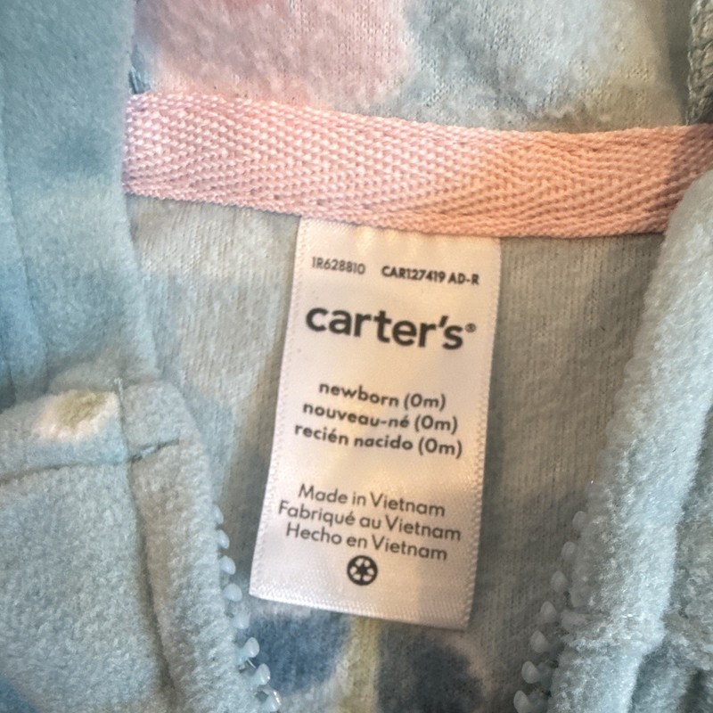 Carter's Newborn 0M 3pc Floral Dress Set Hooded Long Sleeve Tulle Navy gallery