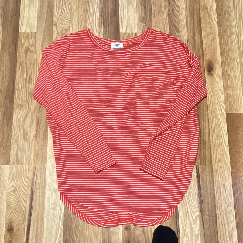 Old Navy Women’s Petite S Red & White Striped Knit Cotton Round Neck Top