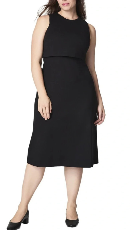 Spanx Ponte Overlay Fitted Midi in Classic Black Sleeveless Dress SIZE 3X NWT 83