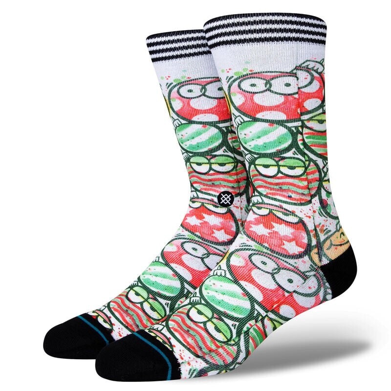Stance Adult White Crew Polyester Kevin Lyons Ornament Casual Socks Sz M 6-8.5