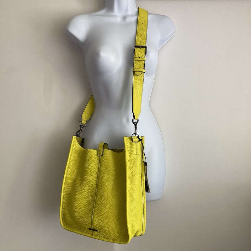 Rebecca Minkoff Genuine Leather Unlined Feed Limeade Crossbody Shoulder Bag NWT