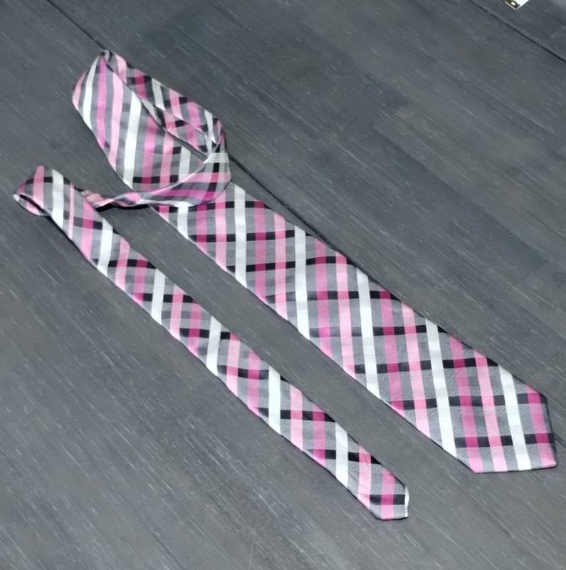 Armando Italia Handmade Microfiber Plaid Tie Pink Gray White Black Classic