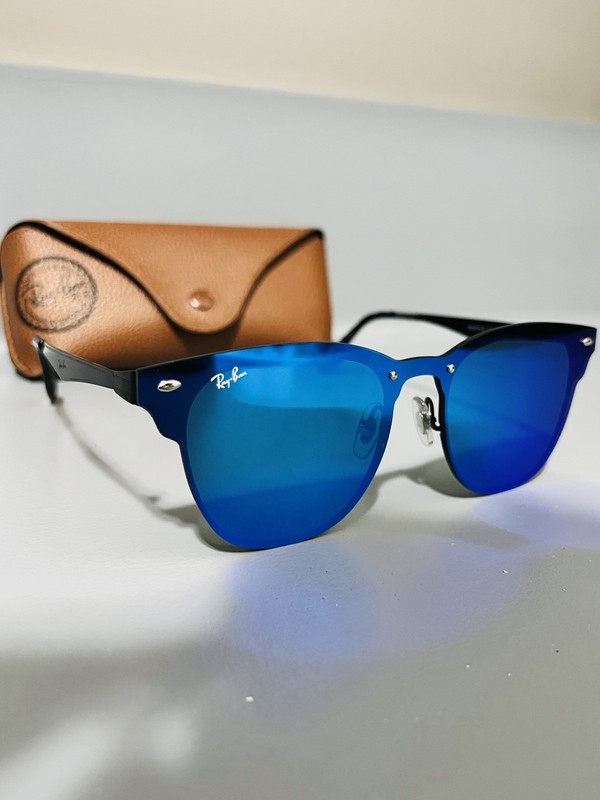 NEW Authentic Ray Ban Blaze Clubmaster RB3576-N 3576 Gray Blue Flash 153/7V
