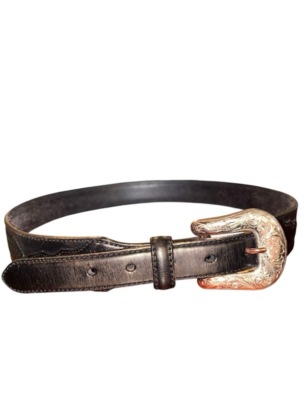 Silver Creek Collection Mens Black Belt 38 inches Embossed 1 1/2 in Western USA