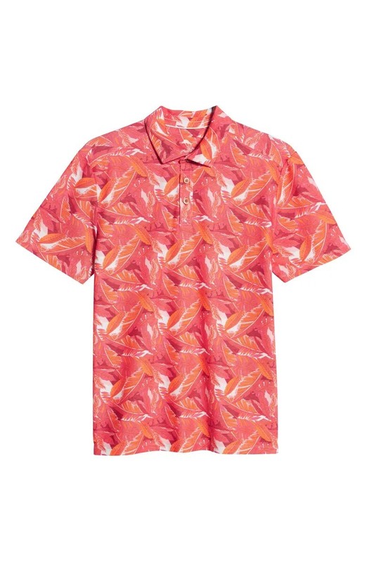 Tommy Bahama Jungle Bay Polo Shirt Mens L Light Havana Palms ST226191 $115 NWT