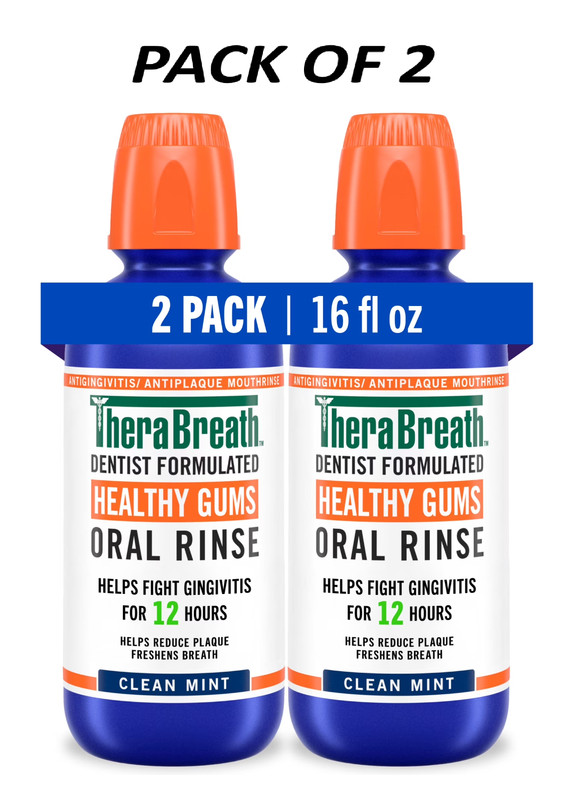 TheraBreath Healthy Gums Oral Rinse, Clean Mint Flavor, Alcohol Free, 16 fl oz