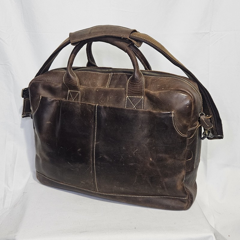 Polare Original 16.5” Laptop Messenger Bag Briefcase Full Grain Leather *READ*