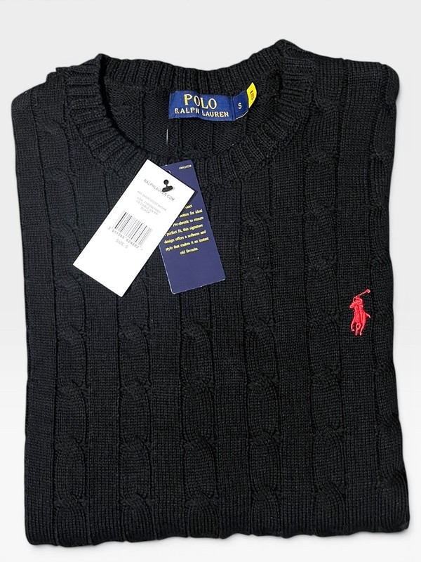 🖤 Polo Ralph Lauren Cable Knit Sweater Black S gallery