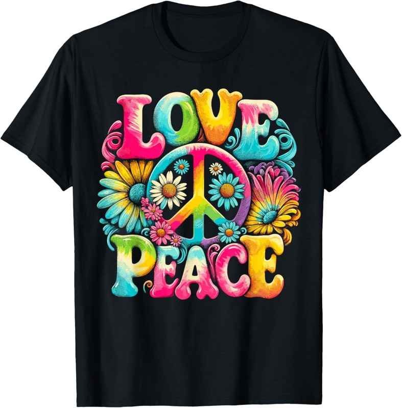 Hippie Peace Sign Love Tie Dye Hippie T-Shirt