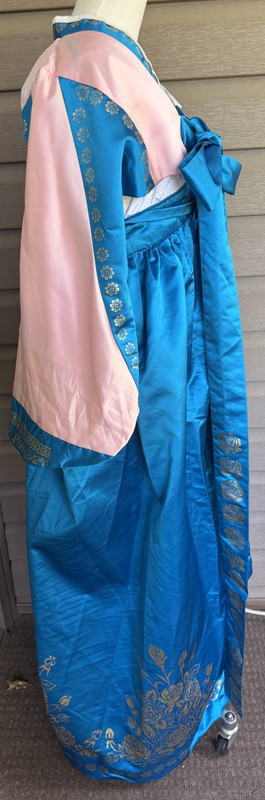 Vintage Korean Traditional Dress Silk Hanbok Pink &Blue w/Petticoat Size S/M gallery