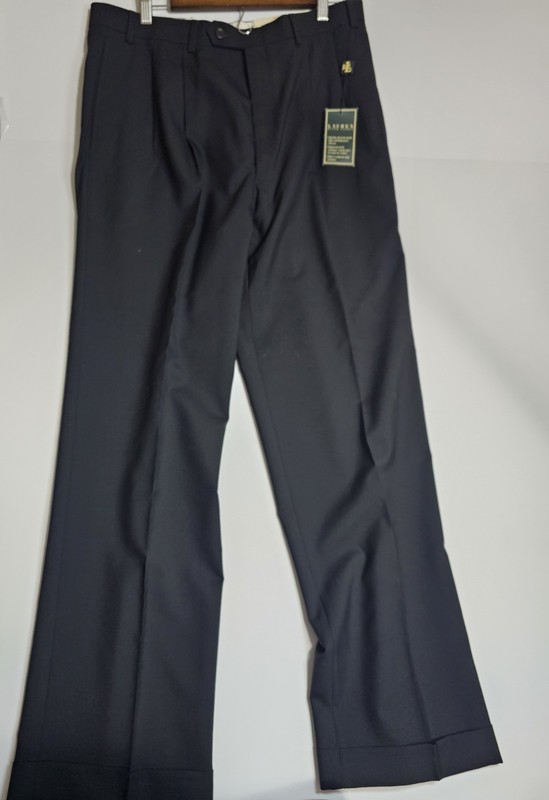 Lauren Ralph Lauren Total Comfort Black Wool Pleated Straight Dress Pants 35 NWT