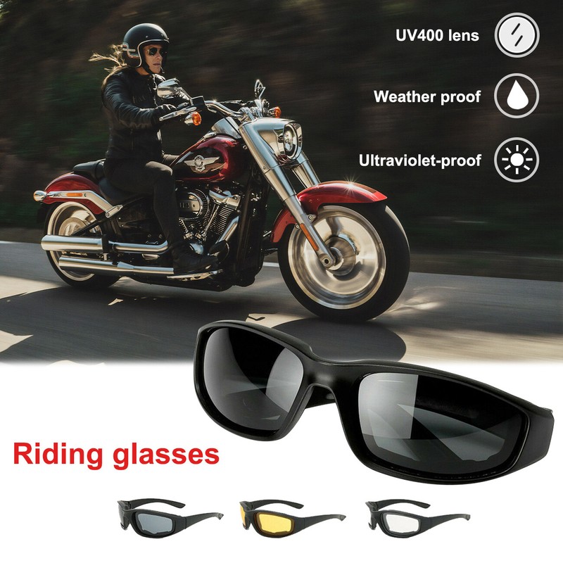 Pro Chopper Riding Motorcycle Glasses Clear Smoke Yellow, Padded, Comfortable gallery