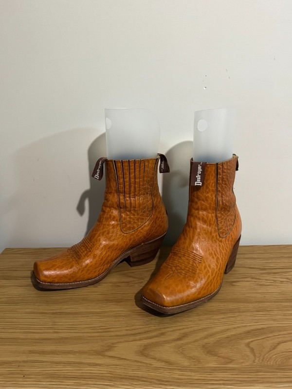 Destroyer Camel Color Leather Ankle Western Cowboy Boots Mens US8.5