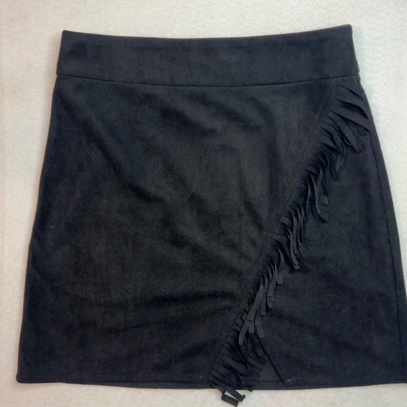 Altar’d State Black Faux Suede Fringe Wrap Mini Skirt XS AS31897 Western Boho
