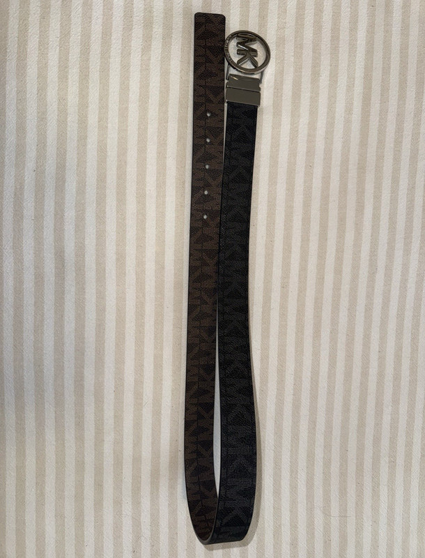 Michael Kors Women’s Reversible Belt Black/Brown Logo Buckle Adjustable