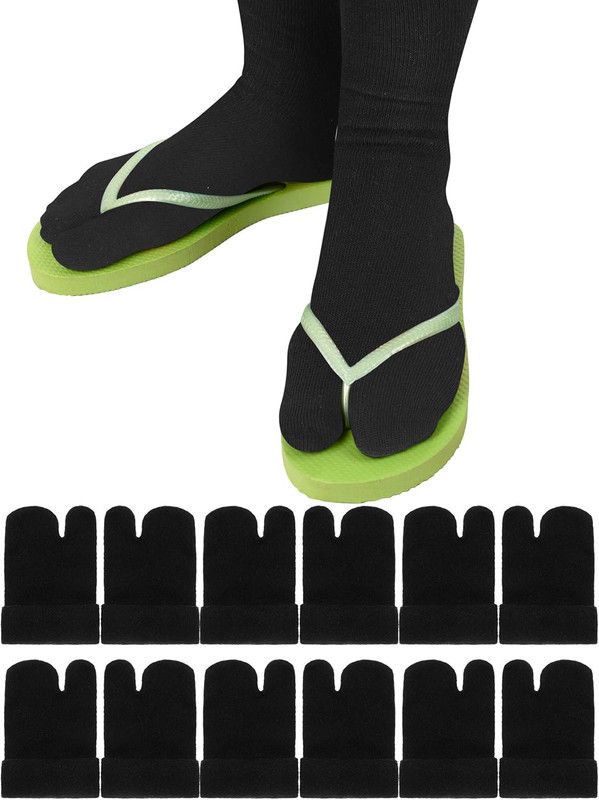 Geyoga 6 Pairs Flip Flop Socks Tabi Split Toe Socks Elastic Cotton for Men Women gallery