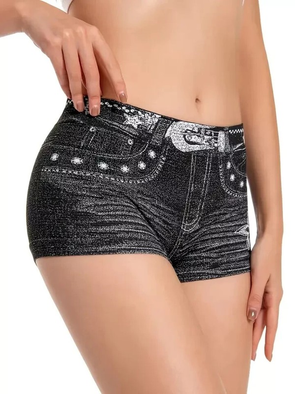1pc Women Elegant Jacquard Boyshorts Underwear, Mid Rise, Medium Support Panties