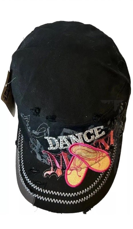 Leader L.O.G.A Cap Dance Mom W/Rhinestone Distressed Adjustable Black NWTGS