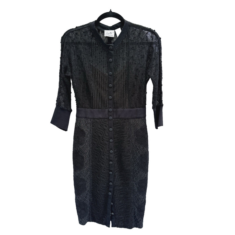 Anthropologie Beguile Byron Lars Mona Crochet Lace Black Dress 4 Altered- *READ