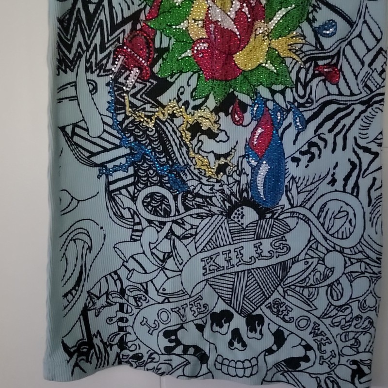 Vintage Y2K Ed Hardy by Christian Audigier Embellished Graphic Tank Dress Y2K gallery