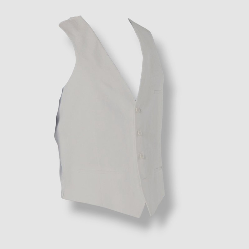 Bar III Men’s White Solid Slim Fit 100% Linen Suit Vest Waistcoat Size L