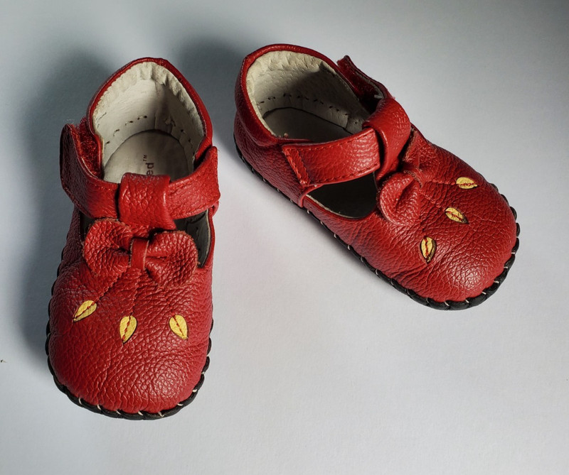 Pediped Infant Red Soft Sole Leather T-strap Shoe Size 6-12M gallery
