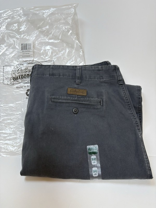 Vintage New Cabelas Pants Mens 40×32 Blue Stone Chino Flat Front