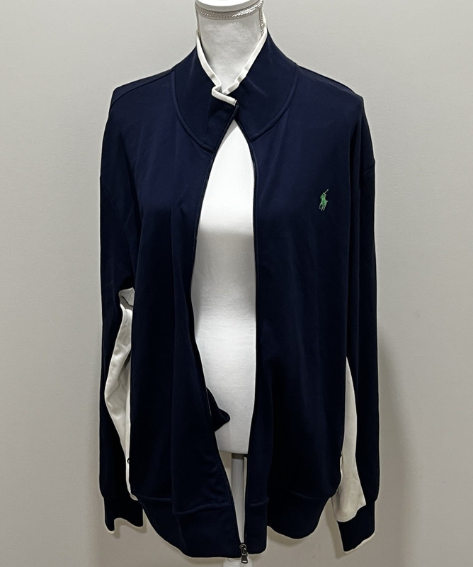Polo Ralph Lauren Men’s Navy/White Colorblock Full-Zip Track Jacket XL