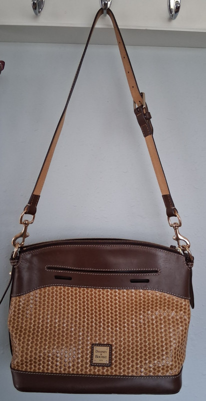 Dooney & Bourke Beacon Brown and Tan Woven Domed Satchel