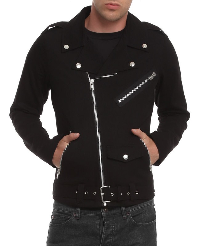 Mens Biker Jacket Black Motorcycle Goth Punk Moto 100% Cotton gallery