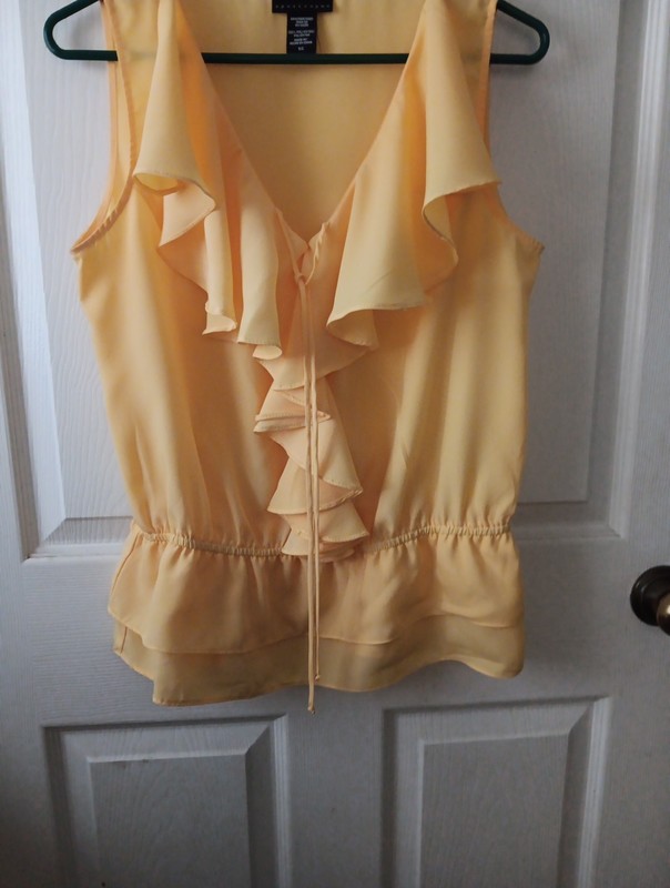 Ruffled Yellow Apostrophe Sleeveless Blouse Small gallery