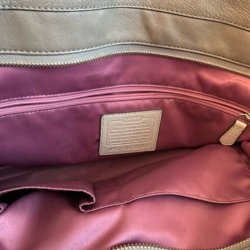 Coach signature gray canvas and leather tote bag gallery