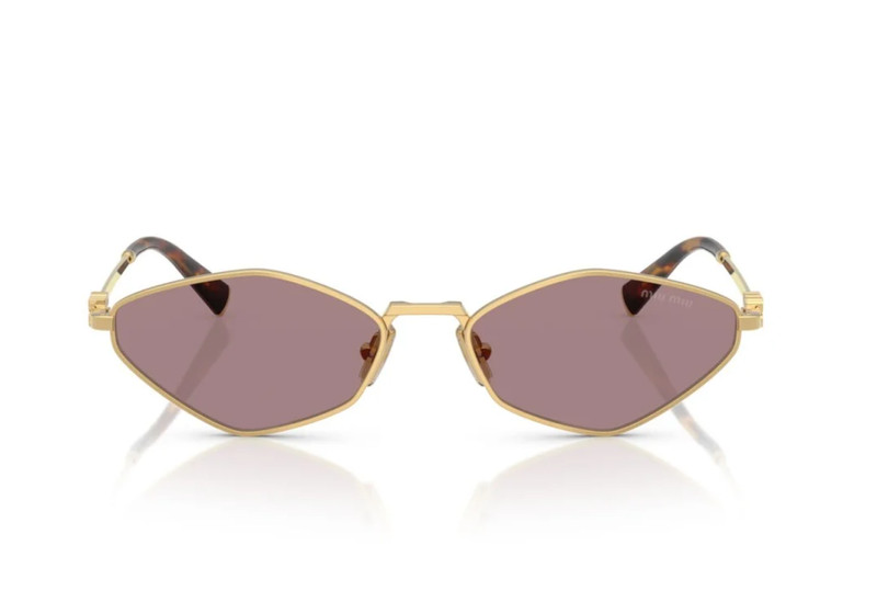 Miu Miu MU 56ZS 5AK20I Women's Sunglasses Gold Frame Light Purple Brown Lenses gallery