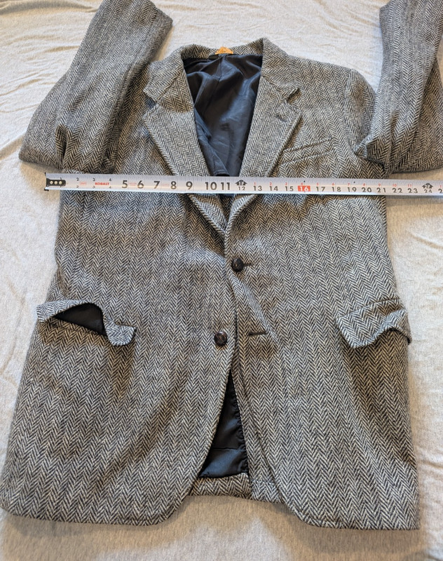Kuppenheimer Harris Tweed Sport Coat Mens 44R Grey Herringbone Wool Jacket gallery