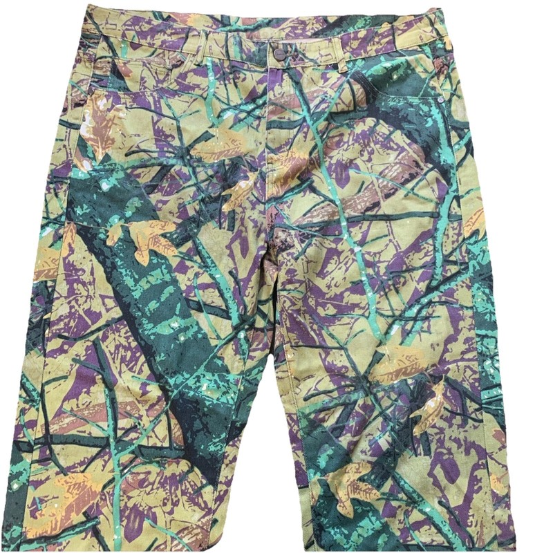 Fashion Men’s Green Purple Woodland Camo Branch Workwear Pants Plus Size