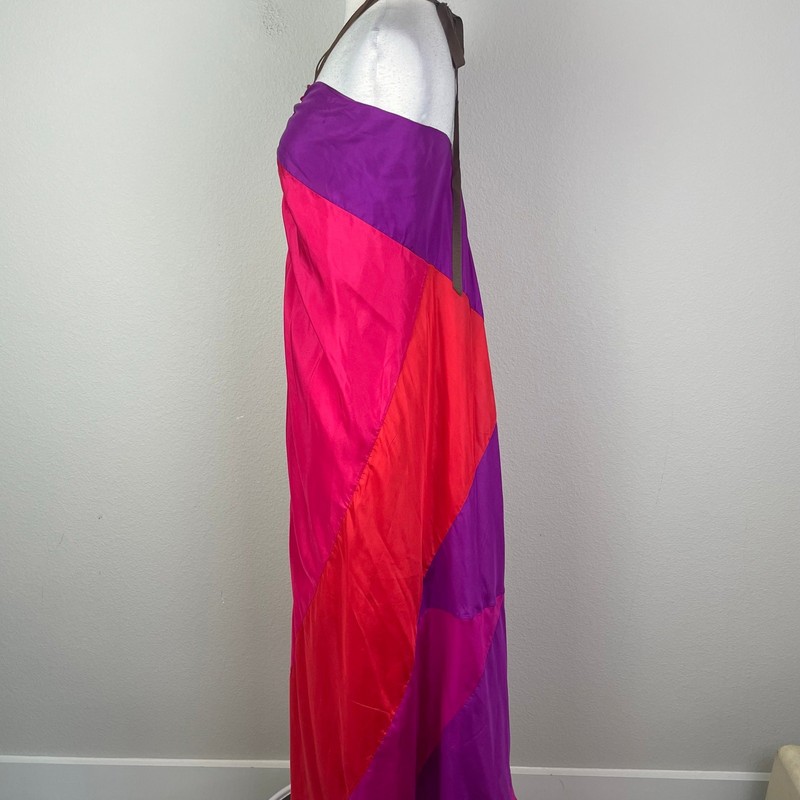 A Common Thread Purple Red Silk Halter Maxi Dres Small gallery