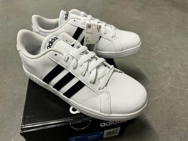 NIB Adidas Baseline K White/Black AW4299 size 5(37 1/3) gallery