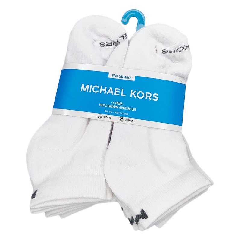 MSRP $26.99 NWT 6-PAIRS PACK MICHAEL KORS MEN’S WHITE LOW CUT SOCKS SIZES 7-12