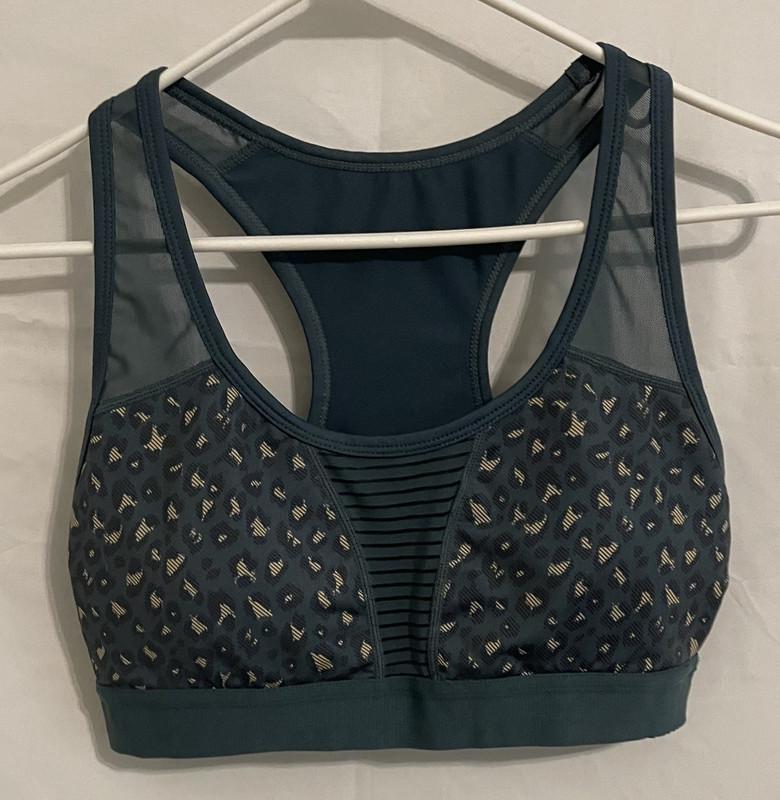 Zyia Active Medium Support Sports Bra S Blue/Beige Mesh Racerback Pullover