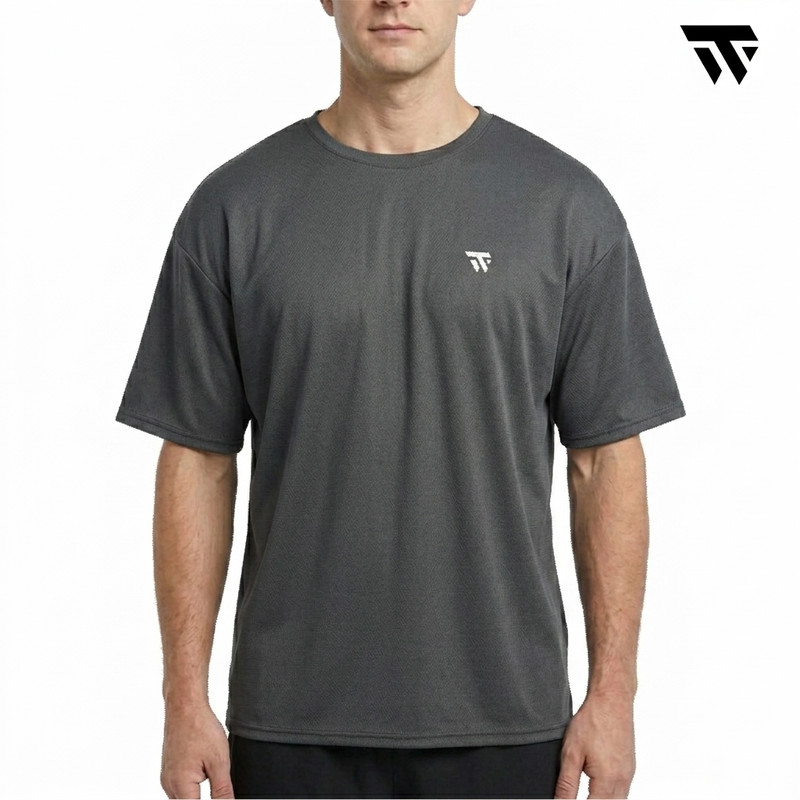 Men Oversized Blue Gym T-Shirt Quick Dry Athletic Workout Streetwear Fitness Tee gallery
