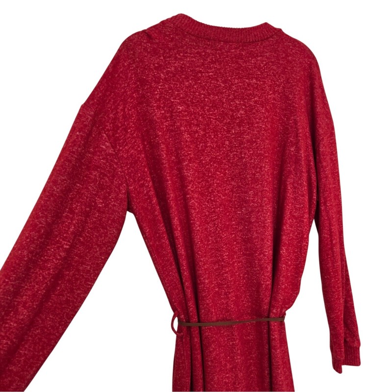 Coastal Chic Rip Curl Lunar Tides Marled Red Long Sleeve Belted Dress Size Med gallery