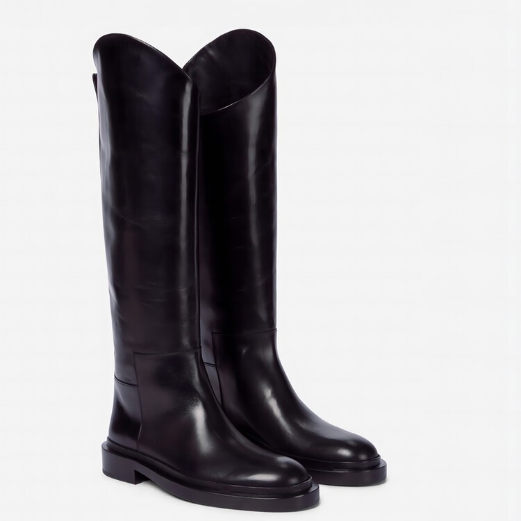 Women’s Pull on Knee High Riding Long Boots Leather Equestrian Long Tall Shoes