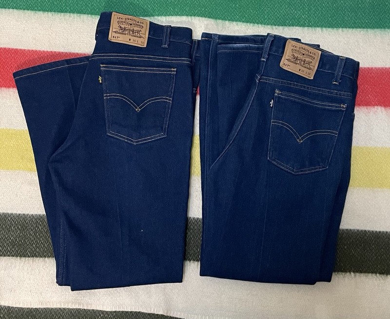 2 Pairs Levis 517 Saddleman Bootcut Jeans Mens 36×30 Rigid Dark Wash Black Tabs