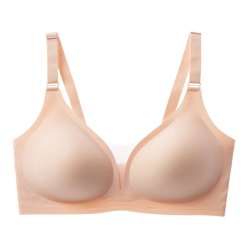Women’s Wireless Mesh Bra Full Coverage Support Comfort V Neck T Shirt Bra gallery