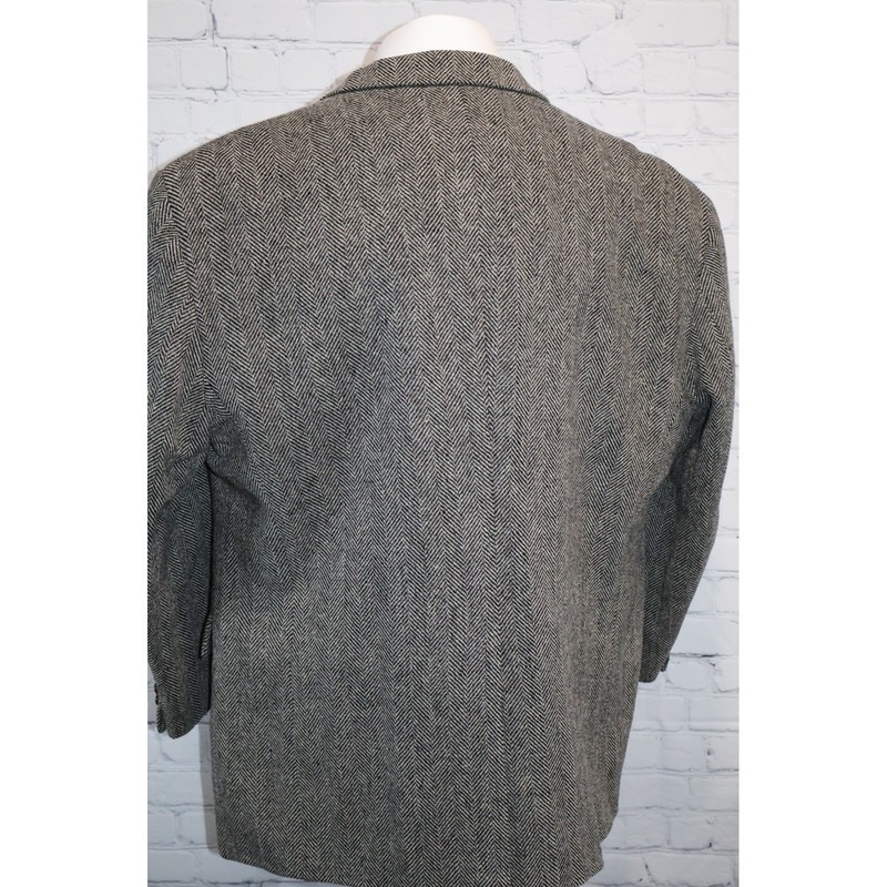 Vintage English Manor Sport Coat Men 50 Reg Gray Herringbone Tweed Wool Blazer gallery