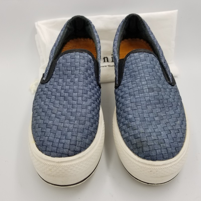 Bernie Mev Blue Woven Elastic Platform Slip-On Sneakers US 8 (EU 38) gallery