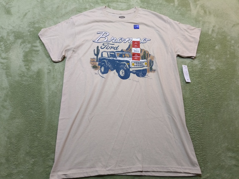 Ford Bronco Shirt Mens Medium M NWT Cream Retro 4×4 Truck Graphic Tee Cotton